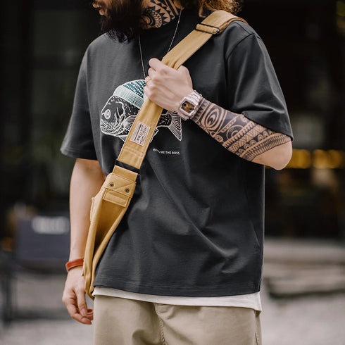 Vintage Flocked Animal Print T-Shirt – Men’s Cotton Summer Tee